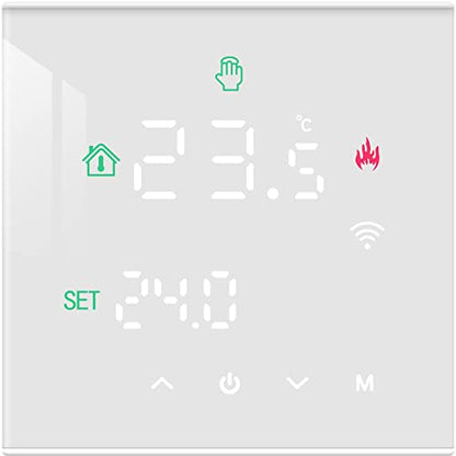 Termostat inteligent Beok WiFi pentru centrala termica, control Tuya, programabil, termostat digital wireless cu ecran tactil LCD, montaj pe perete, TGW60W-WIFI-WPB, alb