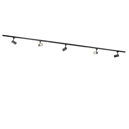 Spot tavan pe sina QAZQA Jeana, sistem iluminat 1 faza cu 3 spoturi, negru cu auriu/alama, pentru living si dormitor, iluminat interior modern