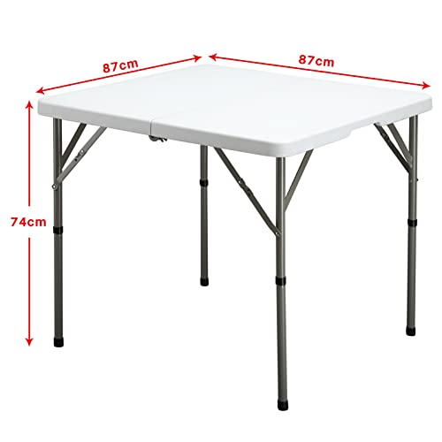 Masa plianta patrata 87 cm HollyHOME, alba, compacta pentru balcon si