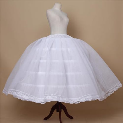 Fusta jupon YULUOSHA alba cu 6 inele si 2 straturi tulle pentru rochii