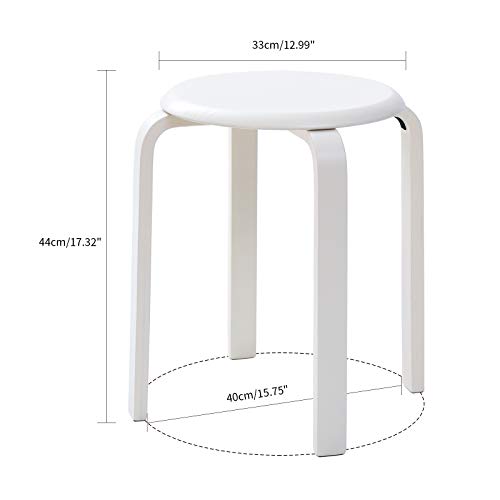 Set 4 scaune dining IBUYKE, din lemn, suprapozabile, cu talpa antiderapanta, ideale pentru bucatarie, sala mese sau pub, alb, model RF-717-4