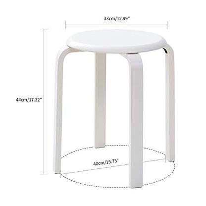 Set 4 scaune dining IBUYKE, din lemn, suprapozabile, cu talpa antiderapanta, ideale pentru bucatarie, sala mese sau pub, alb, model RF-717-4