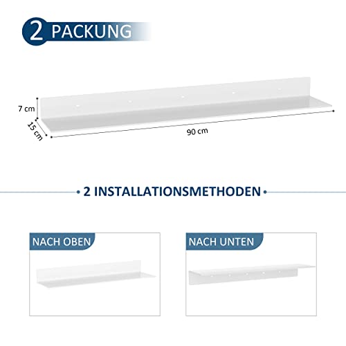 Rafturi acrilice perete 36 inch set 2 - Generic - albe, montaj rapid, organizare
