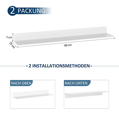 Rafturi acrilice perete 36 inch set 2 - Generic - albe, montaj rapid, organizare