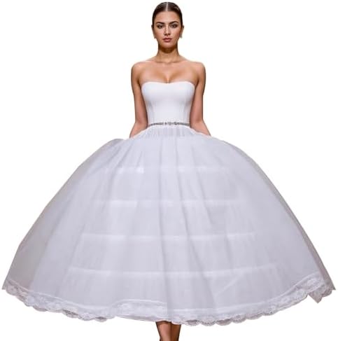 Fusta jupon YULUOSHA alba cu 6 inele si 2 straturi tulle pentru rochii