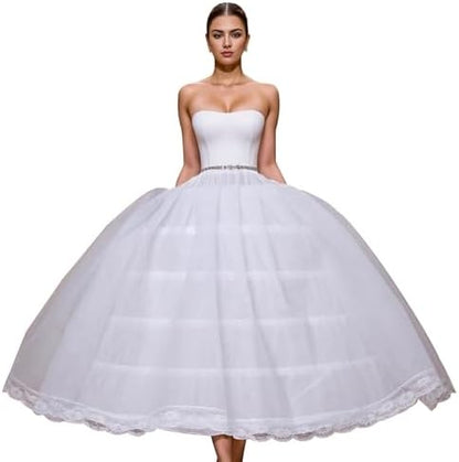 Fusta jupon YULUOSHA alba cu 6 inele si 2 straturi tulle pentru rochii
