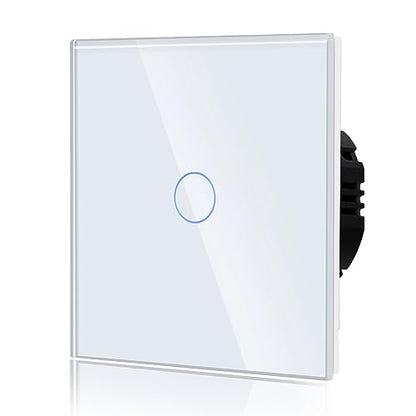 Intrerupator touch simplu 2-way BSEED, sticla securizata, LED alb