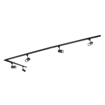 Spot tavan pe sina QAZQA Jeana, sistem iluminat 1 faza cu 3 spoturi, negru cu auriu/alama, pentru living si dormitor, iluminat interior modern