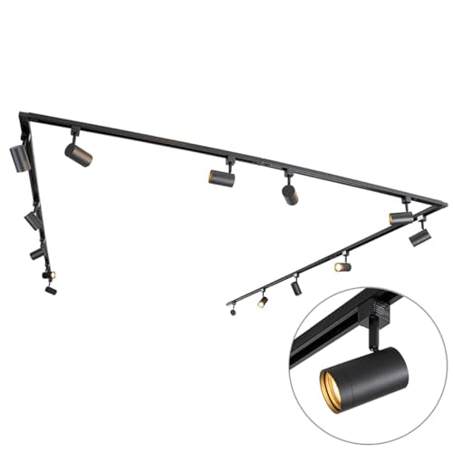 Sistem sina iluminat 1 faza Jeana 14 spoturi + Qazqa + negru, GU10 LED