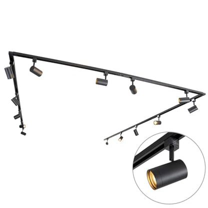 Sistem sina iluminat 1 faza Jeana 14 spoturi + Qazqa + negru, GU10 LED