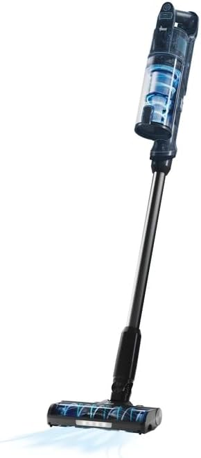 Aspirator vertical fara fir Hoover HF1P10H, 40 AW, ecran LED, negru/violet pastel