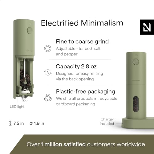 Set rasnite sare si piper electrice + LARS NYSOM + USB, LED, macinare ceramica