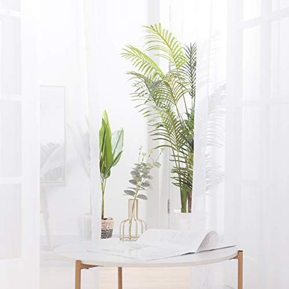 Deconovo Perdele voal semi-transparente 180 x 140 cm, 2 panouri, alb