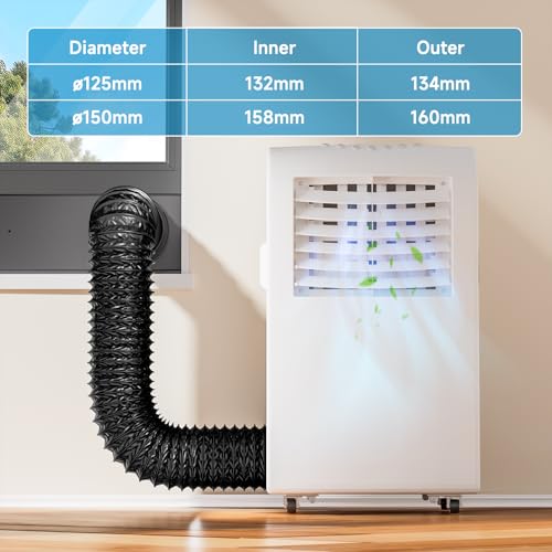 Furtun Ventilatie Flexibil Hon&Guan 150 mm, 5 m, PVC Aluminiu cu 2 Cleme Inox, pentru Hota, Uscator, Aer Conditionat