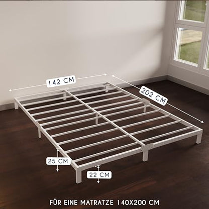 Cadru pat 140x200 cm Dreamzie, lamele metalice, inaltime 25 cm, montaj