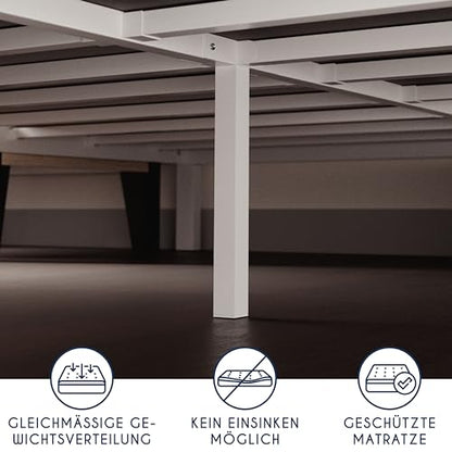 Cadru pat 140x200 cm Dreamzie, lamele metalice, inaltime 25 cm, montaj