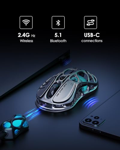 Mouse gaming wireless Mercury M1 Pro GravaStar, 26000 DPI, 4K, tri-mode