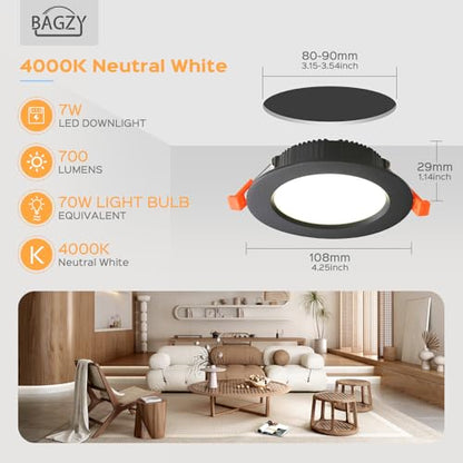 Spot LED incastrat 7W IP44 4000K 700lm set 5 buc + BAGZY + decupaj