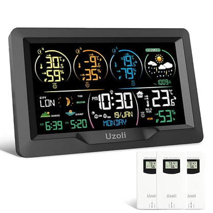 Statie meteo wireless EM3390 Uzoli cu 3 senzori, DCF, prognoza