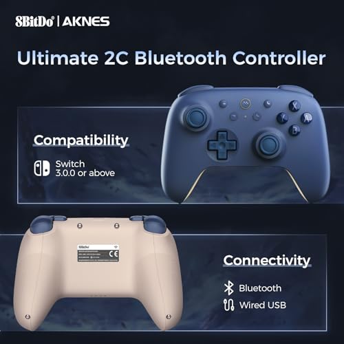 Controller 8Bitdo Ultimate 2C Bluetooth Controller Hall Effect Joysticks – Dark Blue