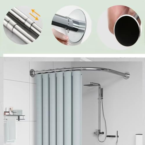 Tija perdea dus L ajustabila 75-95x75-95 cm, fara gaurire, inox