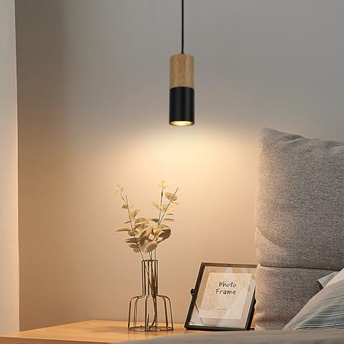 Lampa suspendata LED, Set 3 pendule VONCI, 3 becuri GU10 incluse, Ideala pentru Dormitor, Living, 20 cm, Negru