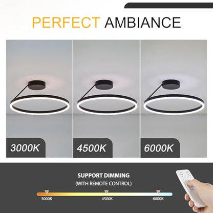 Plafoniera LED design circular 40cm, Ring, dimabila, negru
