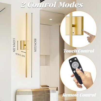 Set 2 aplice LED fara fir, cu telecomanda, dimabile, 3000-6000K si baterie 8000mAh