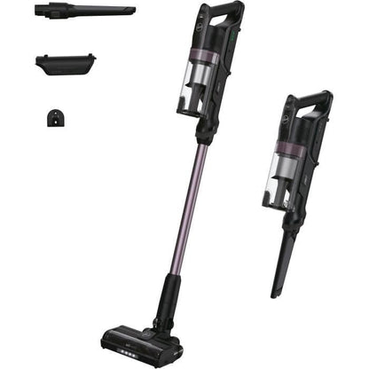 Aspirator vertical fara fir Hoover HF1P10H, 40 AW, ecran LED, negru/violet pastel