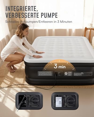 Saltea gonflabila dubla Airefina cu pompa integrata, umflare in 3 minute