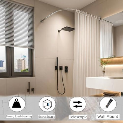 Tija perdea dus L ajustabila 75-95x75-95 cm, fara gaurire, inox