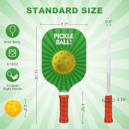 Set palete si mingi Pickleball 2 buc + mingi, Fiberglas, PP core, ergonomic