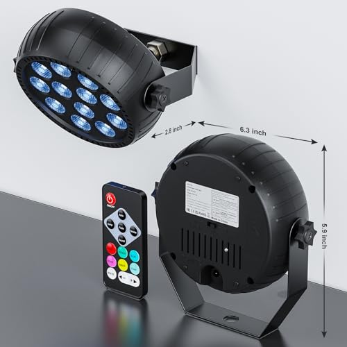 Set 2 Proiectoare Disco Par LED RGB reincarcabile + telecomanda, 12 LED