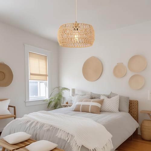 Lampa Pendul rattan E27 Ø32cm + Generic + stil boho vintage, lumina calda