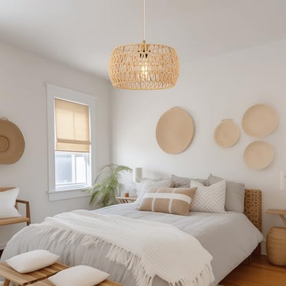 Lampa Pendul rattan E27 Ø32cm + Generic + stil boho vintage, lumina calda