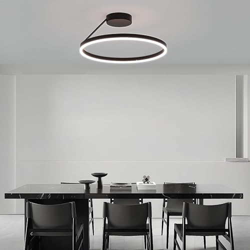 Plafoniera LED design circular 40cm, Ring, dimabila, negru