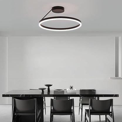 Plafoniera LED design circular 40cm, Ring, dimabila, negru