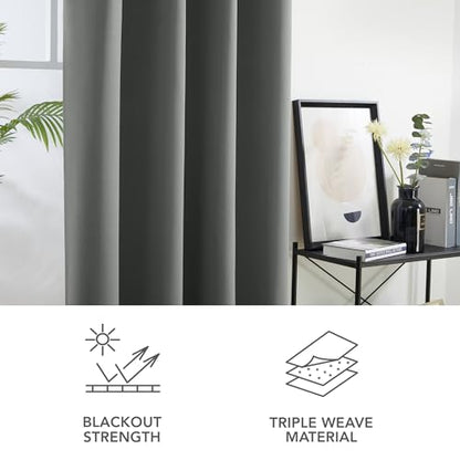Deconovo Draperii blackout termice 175 x 140 cm, 2 panouri, gri deschis