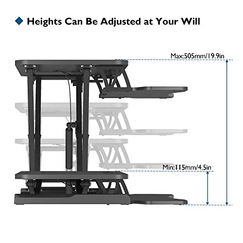 Birou reglabil BONTEC Sit-Stand 80x40 cm, ergonomic, negru