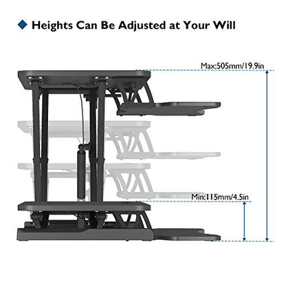 Birou reglabil BONTEC Sit-Stand 80x40 cm, ergonomic, negru
