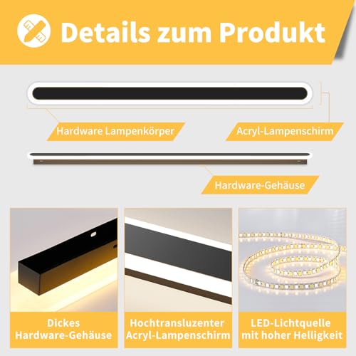 Aplica LED exterior 180 cm, reglabila, lumina tricolora 3000K/4500K/6000K cu functie memorie, montaj fix, ideala pentru gradina si fatade, negru