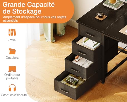 Birou office cu 8 sertare textile 120x48 cm Coleshome, depozitare robusta