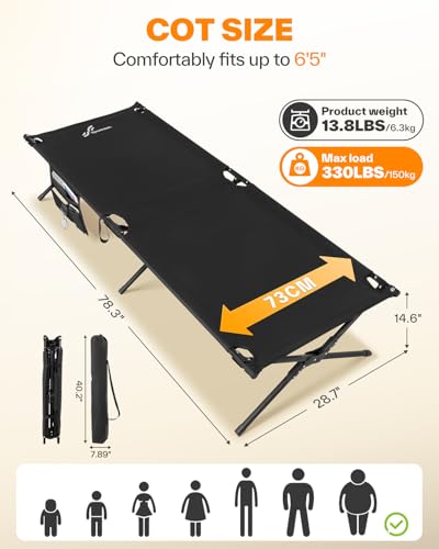 Pat pliant Sportneer 199x73 cm, XXL, pentru camping, drumetii sau oaspeti, exterior si interior