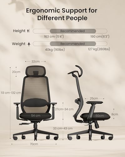 Scaun ergonomic birou EC200 ProtoArc cu suport lombar 2D si tetiera 3D