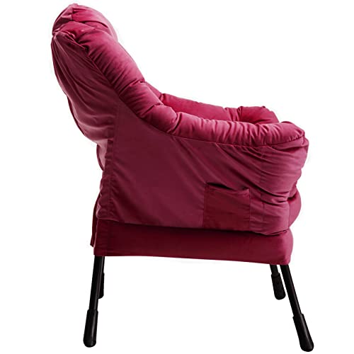 Fotoliu living din catifea HollyHOME, rosu, cu cotiere, confort sporit
