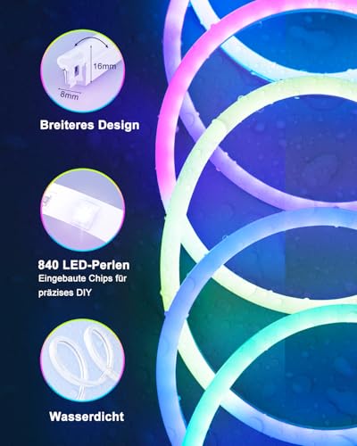 Banda LED Neon RGBIC 10m Smart control din app si telecomanda