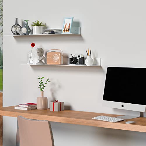 Rafturi acrilice perete 36 inch set 2 - Generic - albe, montaj rapid, organizare