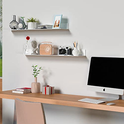 Rafturi acrilice perete 36 inch set 2 - Generic - albe, montaj rapid, organizare