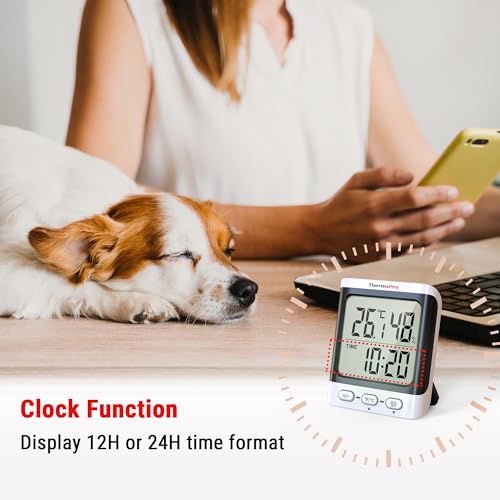 Termometru higrometru digital TP152 ThermoPro cu ceas, monitorizare