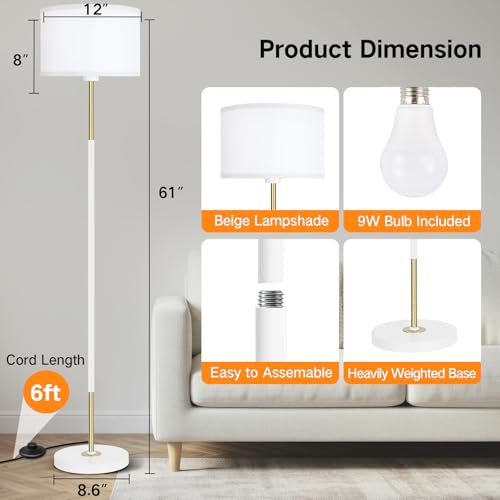 Lampa de podea OUTON dimabila, 3 temperaturi culoare, cu intrerupator de picior